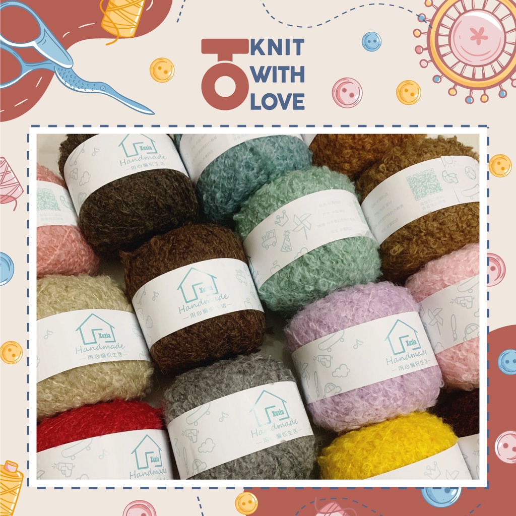 Len xù làm tóc búp bê Xuxia Handmade màu cực tây 40gr/cuộn (bảng màu từ 21, 22, 20A, 21A)
