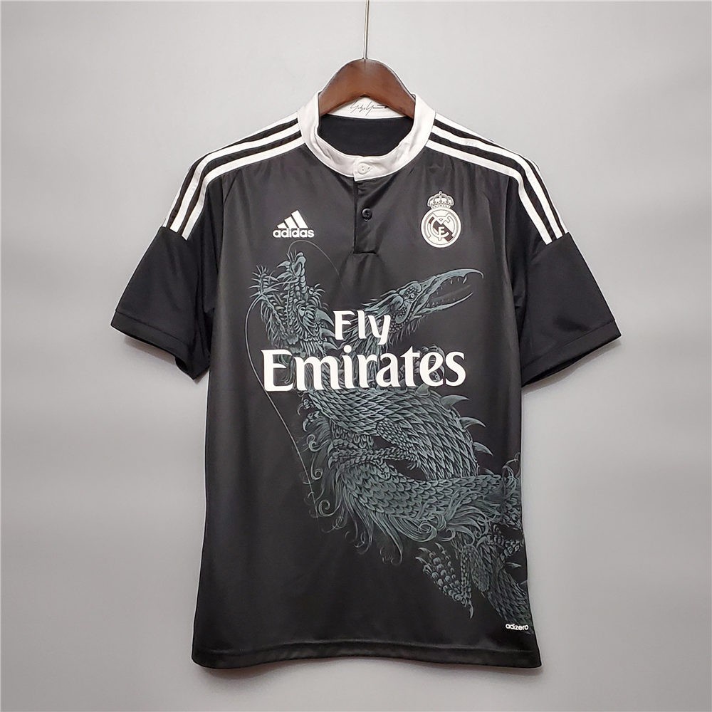 Áo Thun Đá Banh Màu Đen In Logo Real Madrid 14-15