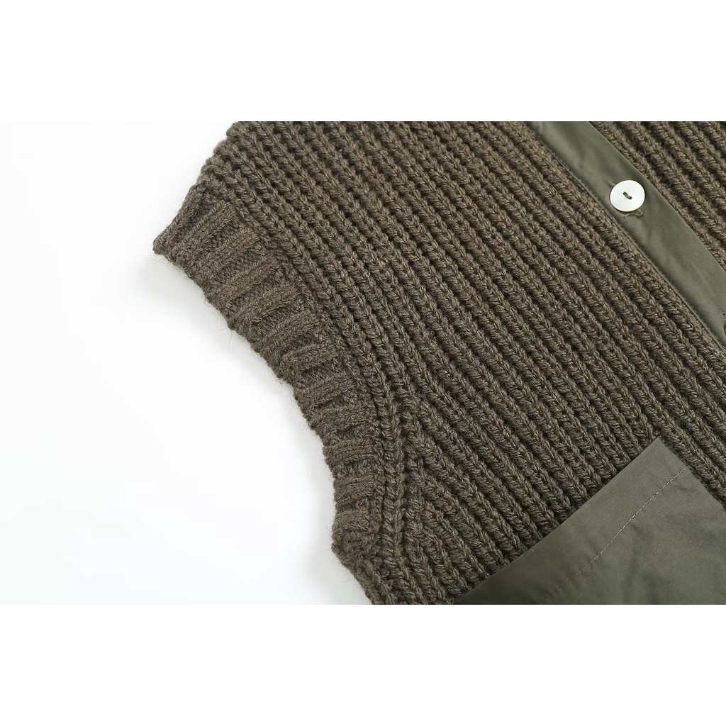 Made in Morocco - Áo len Zara xanh không tay AT1KTG53N10