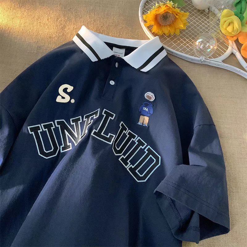 Áo polo Bóng Chày Ngắn Tay Phong Cách retro Mỹ Cho Nam