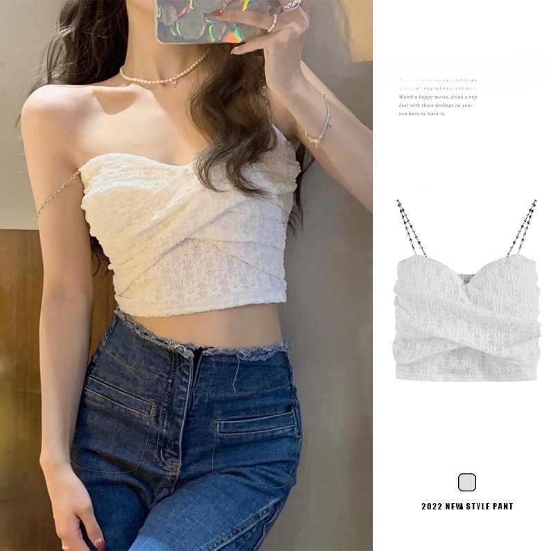 áo 2 dây croptop hai dây sát nách phối ren 3 màu thiết kế quyến rũ cho nữ ba lỗ