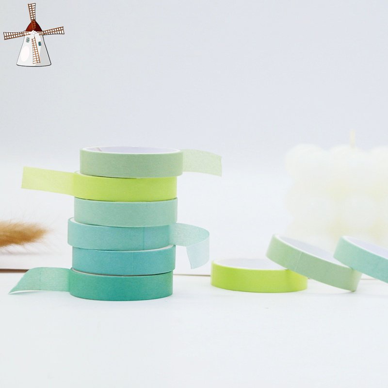 Bộ 6 cuộn băng keo washi màu cầu vồng gradient dán trang trí sổ tay/nhật ký