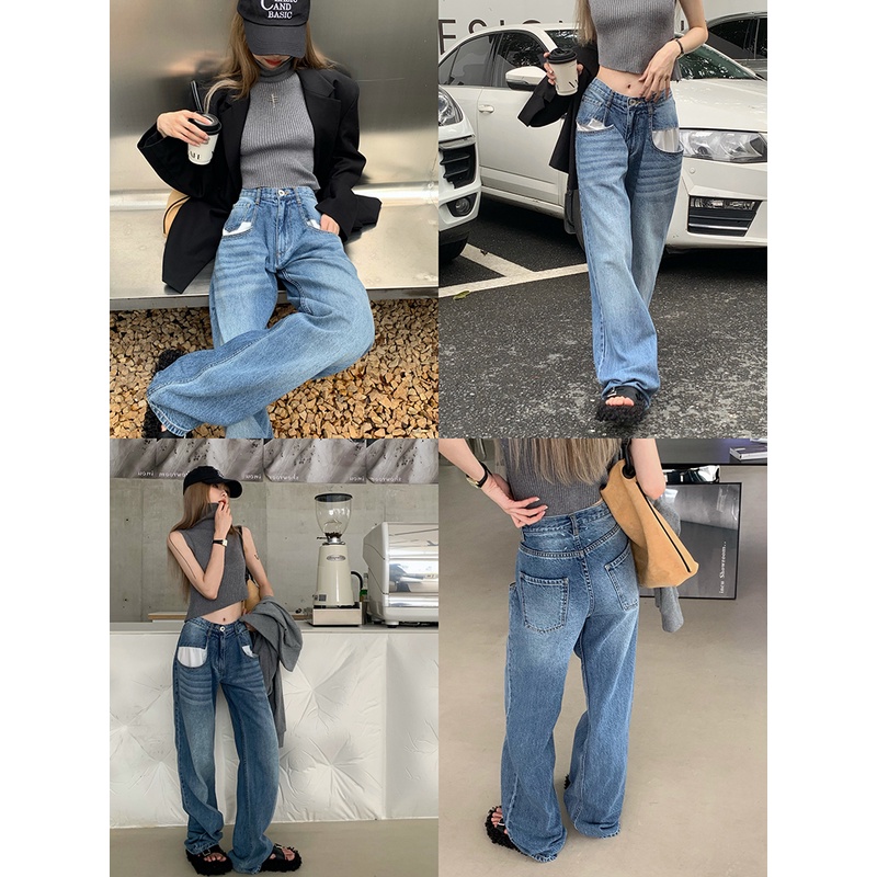 Quần Jean Ống Suông Rộng Thời Trang Dành Cho Nữ