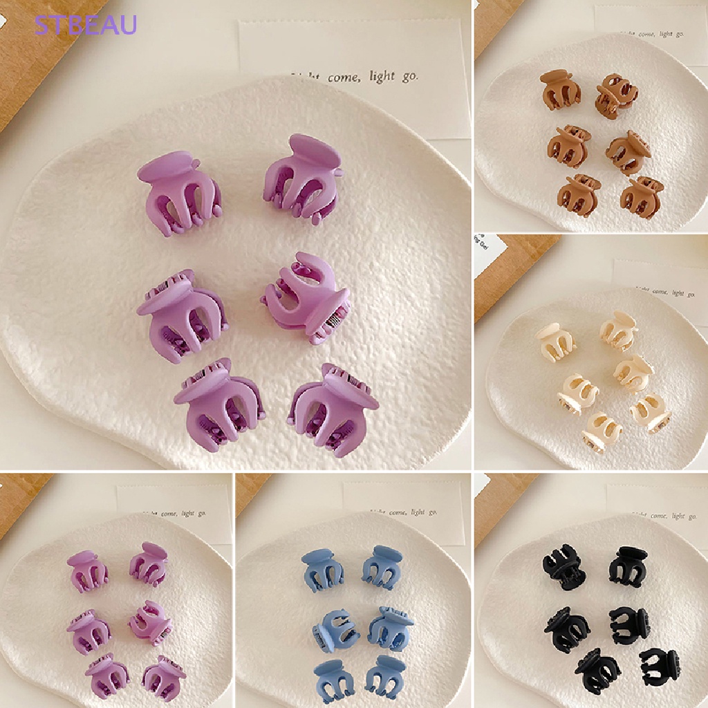 Bộ 6 Kẹp Tóc Mini Màu Đen Bằng Acrylic Đính Hoa Thời Trang Cho Nữ