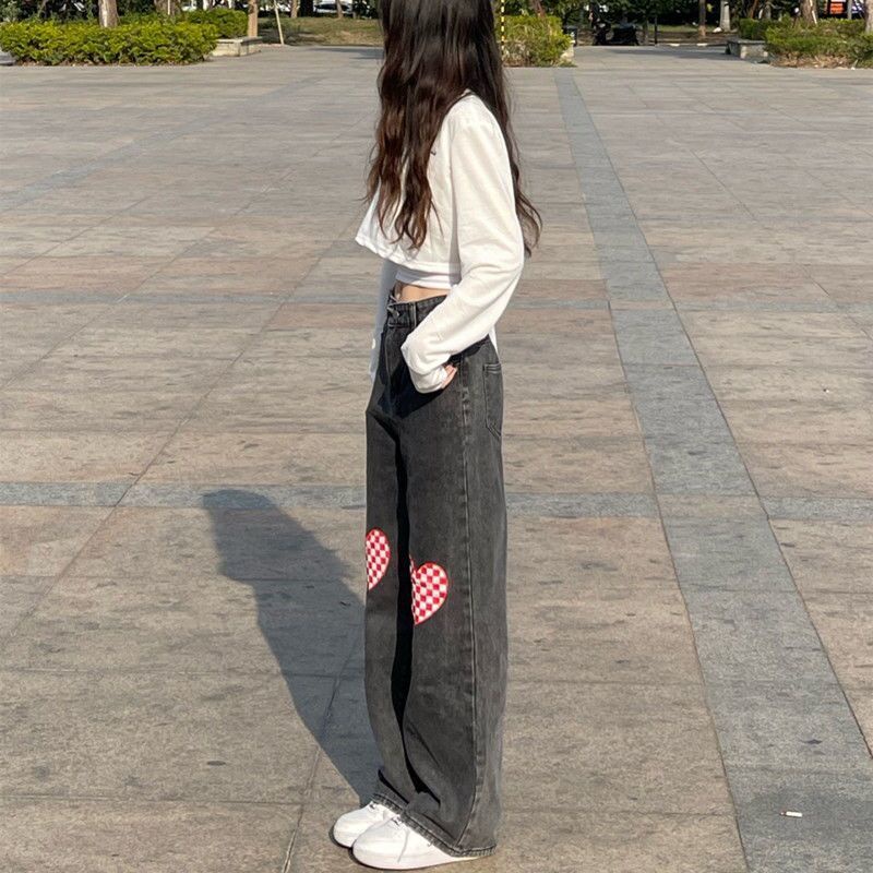 Quần Jean Dài Eo Cao Dáng Rộng 150cm Thiết Kế Mới Thời Trang Mùa Xuân Dành Cho Nữ