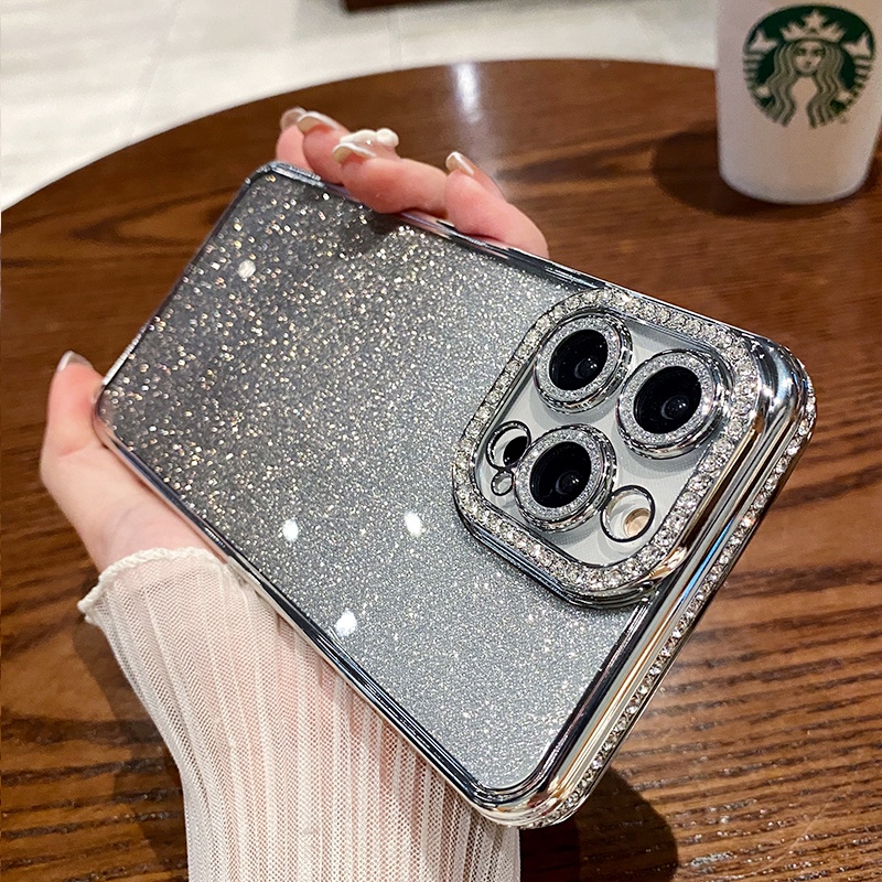 Ốp Điện Thoại iPhone 14 13 12 Pro max 14 plus case ốp lưng điện thoại i phone 14 13 12 promax Dẻo Mạ Kim Cương Lấp Lánh Sang Trọng Chống Sốc Bảo Vệ camera Cho iP 12 13 14 Pro max 14plus