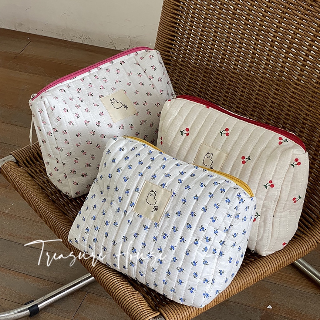 Túi Đựng Mỹ Phẩm Cỡ Lớn Họa Tiết Cherry Xinh Xắn Theo Phong Cách Hàn Quốc