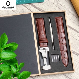 DÂY ĐỒNG HỒ DA BÒ VÂN CÁ SẤU KHÓA B.ƯỚM CAO CẤP 316L (HỘP GỖ)