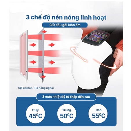 Máy Massage Đầu Gối - Máy Mát Xa Đầu Gối, Hỗ Trợ Giảm Đau Nhức Khớp Gối, Rung Tần Số Cao, Chườm Nóng Giảm Đau