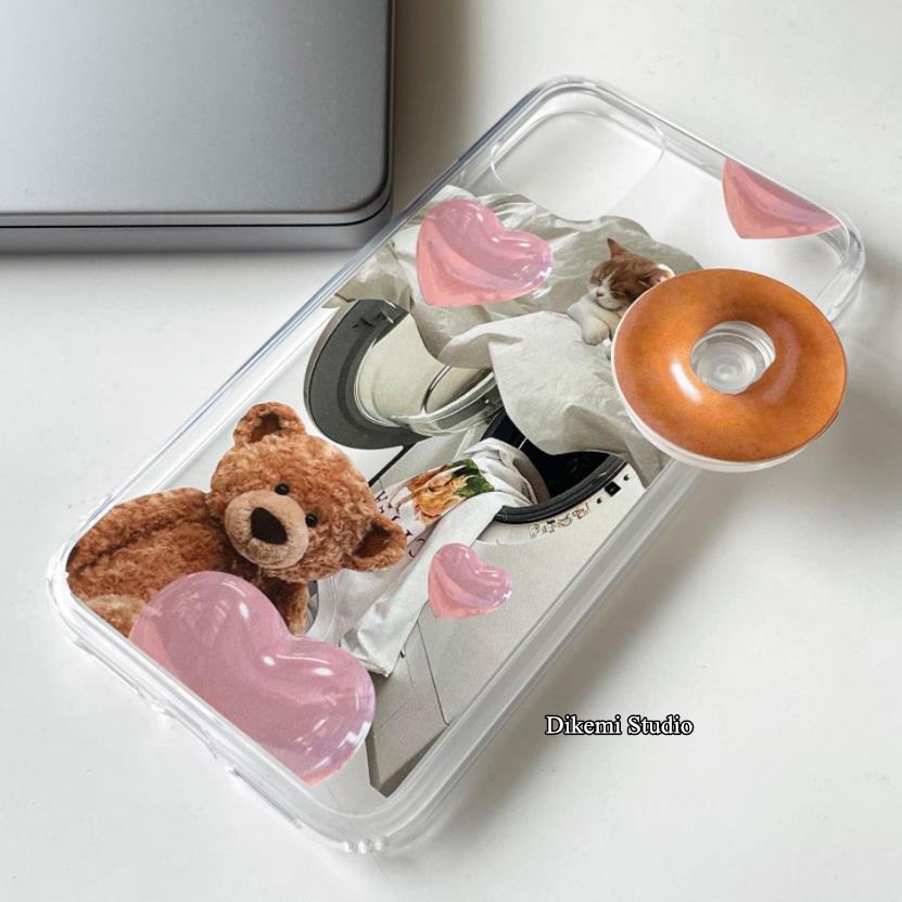 Ốp Điện Thoại silicone Mềm Trong Suốt In Hình Mèo Phong Cách Hàn Quốc Cho iphone14 / 13promax / 14pro / 13 / 12 / 11