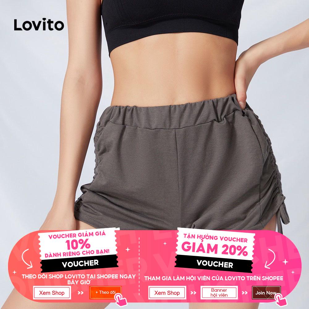 Quần short dây rút Lovito L09109 (xám đậm)
