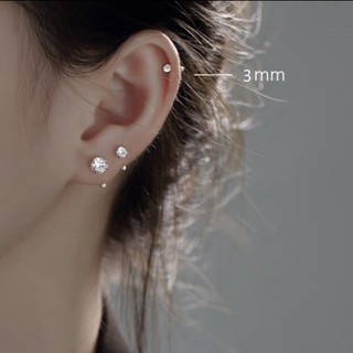 khuyên tai đá nụ chân vặn đá trắng
