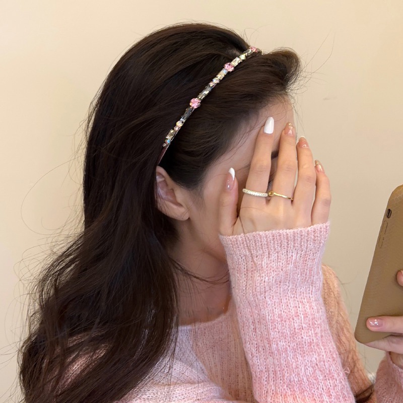 Băng đô cài tóc CHLINS hợp kim bản mỏng đính đá pha lê nhân tạo thời trang dành cho nữ