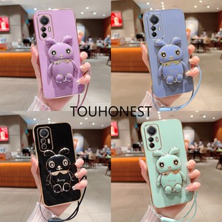 Ốp Điện Thoại Có Giá Đỡ Hình Thỏ Và Dây Đeo Casing Xiaomi 12 Lite Case Xiaomi 12S Case Xiaomi 12X Case Xiaomi 11T Case Xiaomi Civi Case Xiaomi 12 Pro Case Xiaomi Poco F3 GT Case Xiaomi Poco X2 Case New Cute Rabbit Bracket Mobile Phone Cover Case With Rope