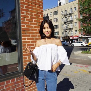 ORDER - Áo trễ vai tay bồng 2 dây ulzzang - kèm ảnh thật