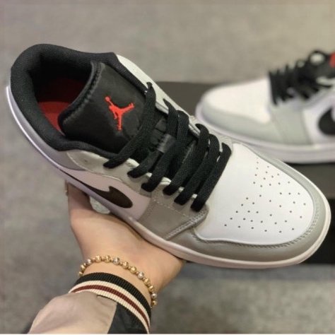Giày Jodan Xám Đỏ Thấp Cổ , JD1 Xám Chỉ Đỏ Thấp Full Box Bill C2353 Camille Sneaker