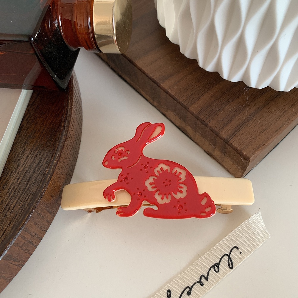 Kẹp Tóc Tai Thỏ / Cá Mập Họa Tiết Hình Học Dễ Thương Phong Cách Hàn Quốc