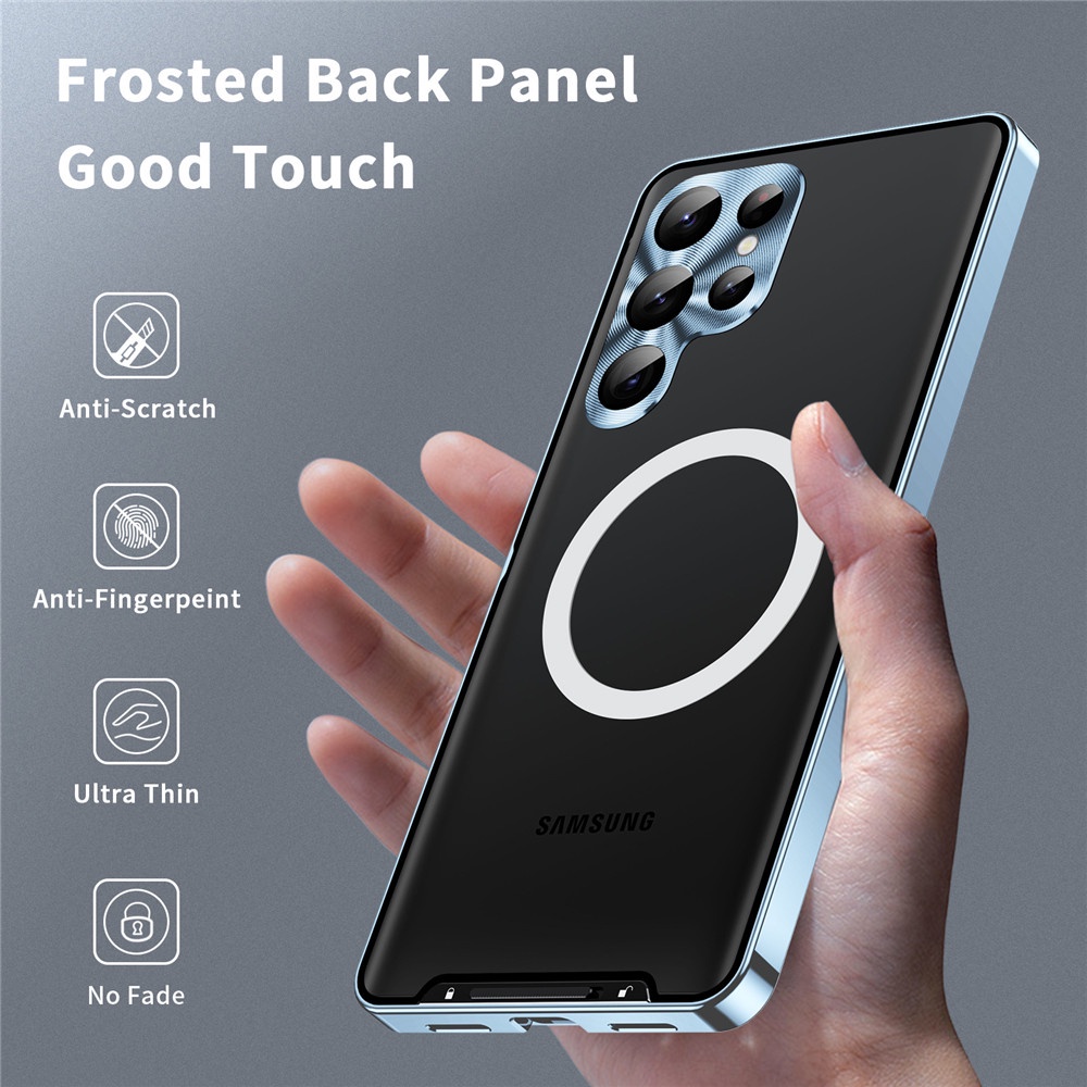 Ốp Điện Thoại Kim Loại Nhôm Mặt Nhám Từ Tính Bảo Vệ Camera Cho Samsung S23 Ultra 5G / Galaxy S23 Plus S23
