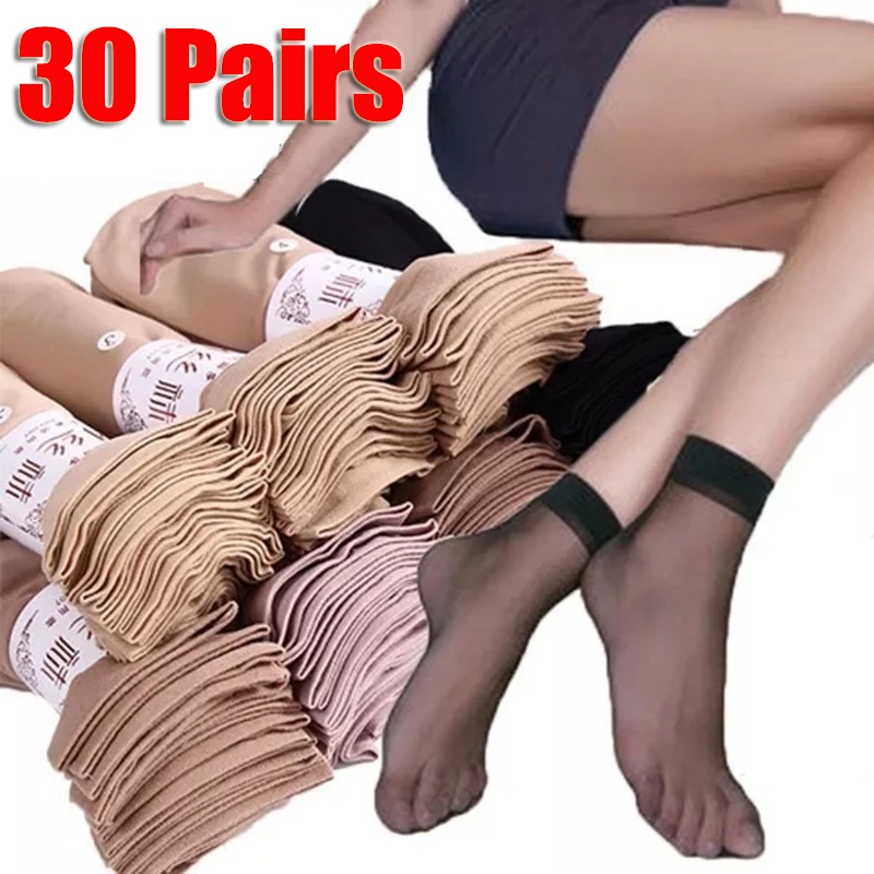 Set 30 Đôi Vớ Trong Suốt Bằng Lụa Nylon Thời Trang Mùa Hè Cho Nữ