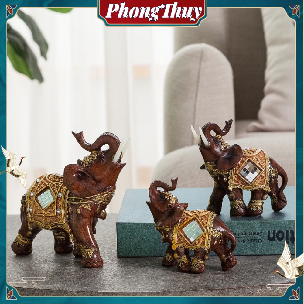 Tượng Voi Tài Lộc May Mắn Phong Thủy Quà Tặng Trang Trí Nhà Cửa【PhongThuy】