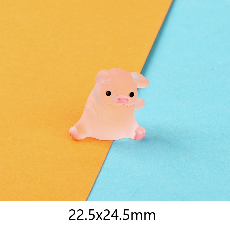 Bộ 5 Phụ Kiện Kẹp Tóc Hình Chú Heo Hoạt Hình Màu Dạ Quang DIY