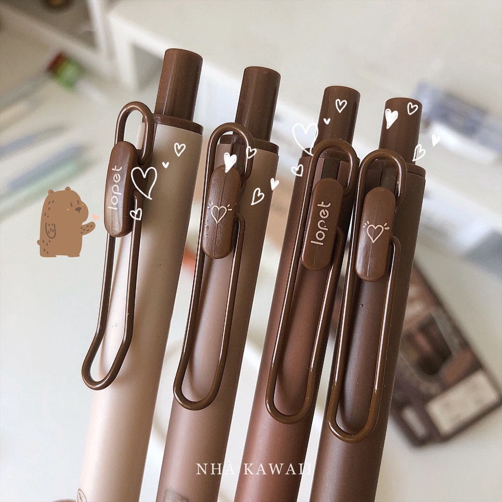 Bút gel đen Lopet Coffee có đệm tay siêu êm