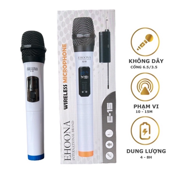 Micro đa năng dùng cho loa kéo E15, Mic hút âm tốt, chống hú