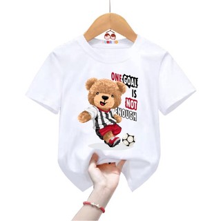 (Sale) Áo thun trẻ em be trai bé gái hình gấu áo sọc đá bóng bé từ 6kg đen 30kg.G15.