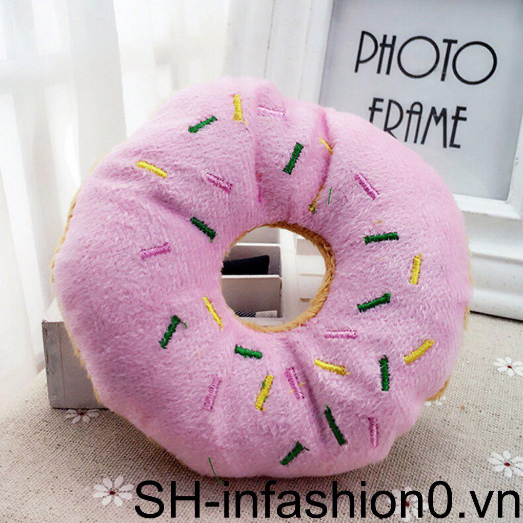 Đồ Chơi Nhồi Bông Hình Bánh Donut Phát Ra Tiếng Kêu Cho Thú Cưng