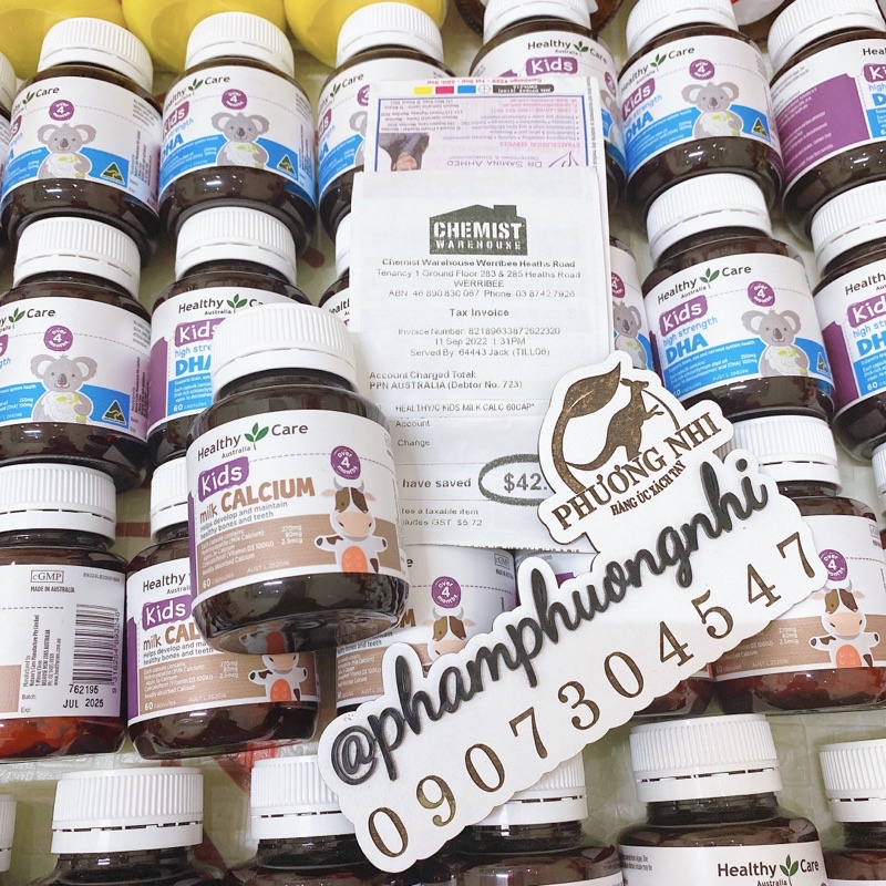 BILL MUA TẠI ÚC - VIÊN UỐNG BỔ SUNG CANXI VÀ DHA HEALTHY CARE 60 VIÊN