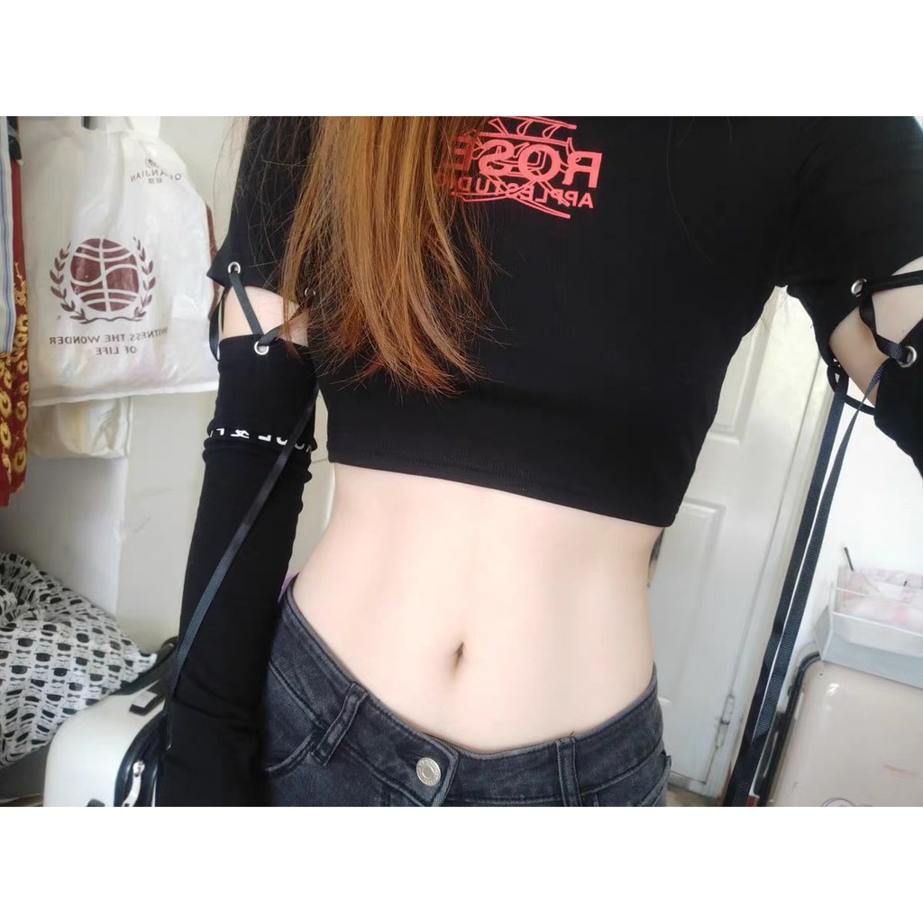 ORDER_áo croptop body đan dây xỏ tay 2in1 ITZY Lia