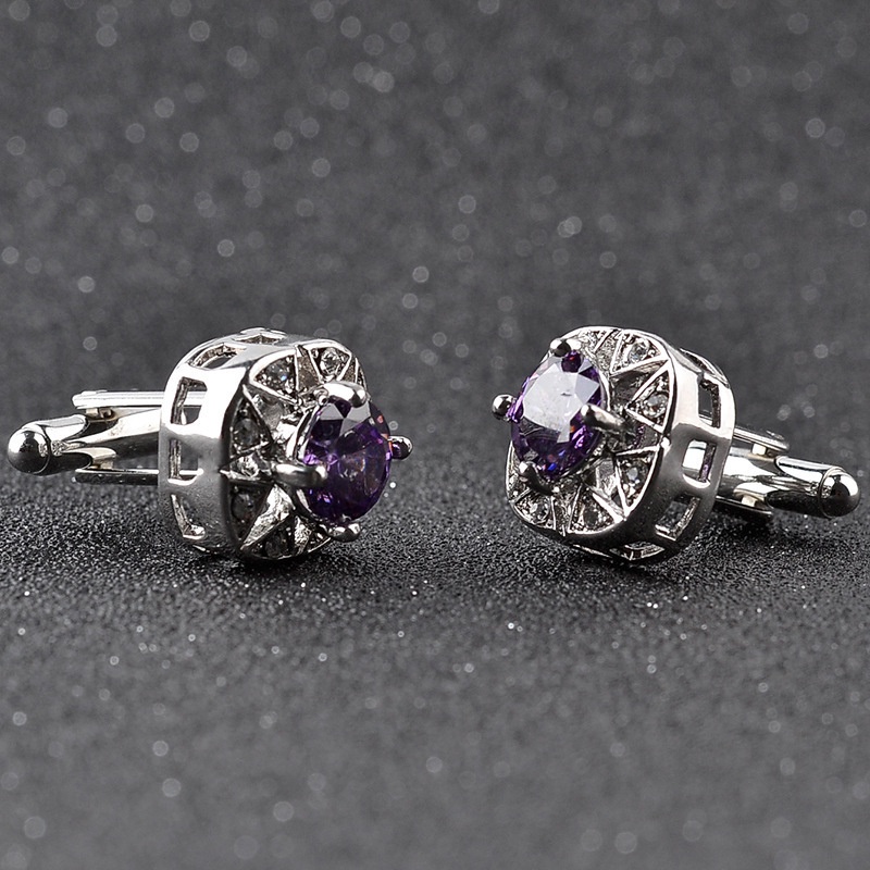 Cặp khuy măng sét EFAN đính đá zircon sáng tạo thời trang kiểu Pháp