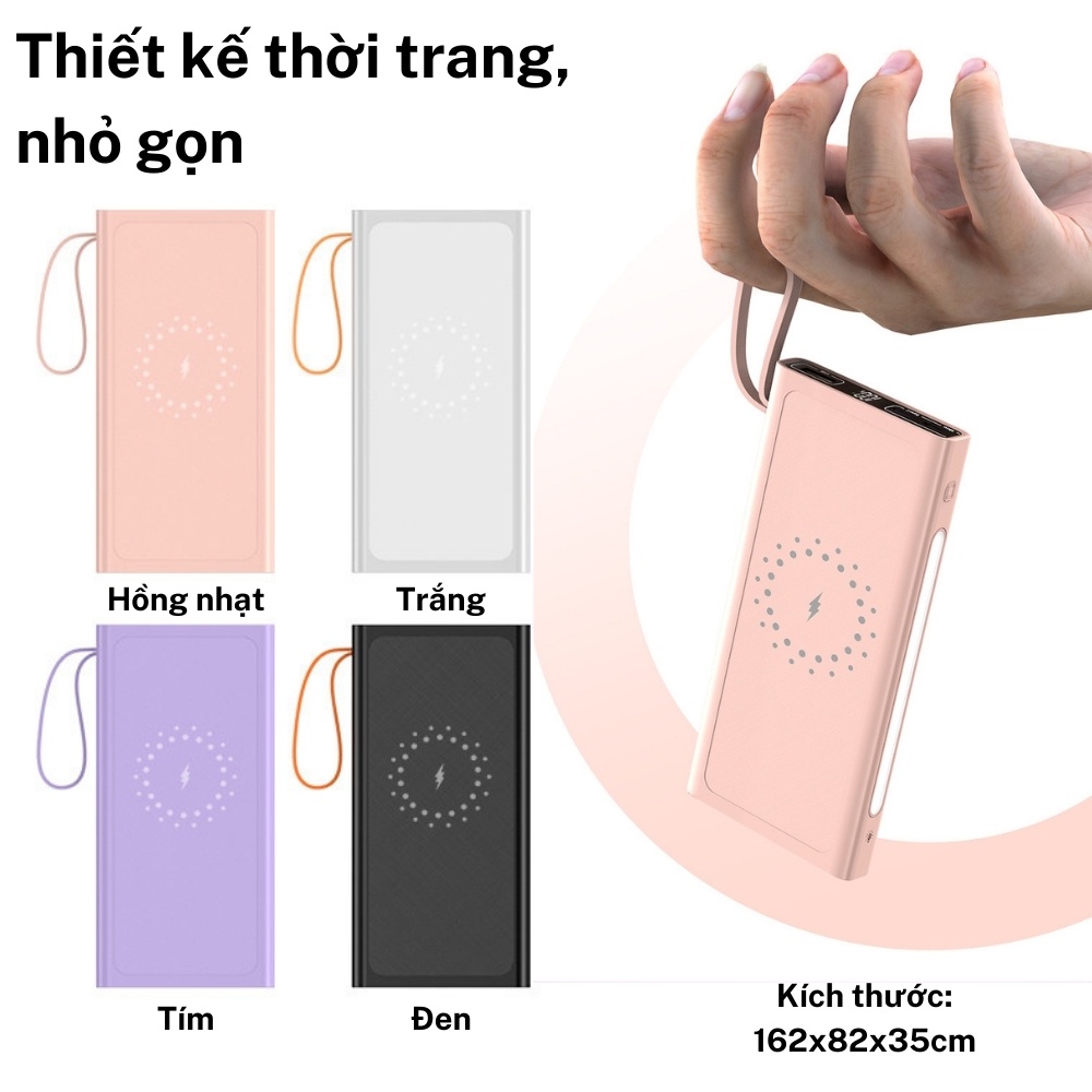 Sạc dự phòng không dây Mobifone 20000mah, sạc siêu nhanh, sạc đồng thời 6 thiết bị, có đèn Led chiếu siêu sáng