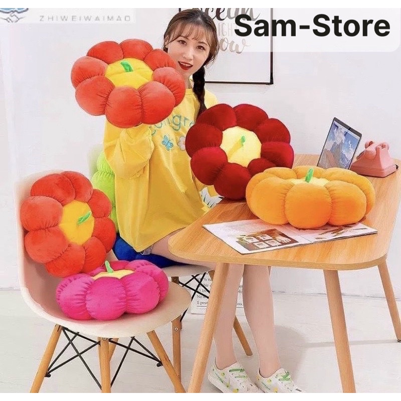 Đệm Ngồi Bệt HÌNH BÍ HOA QUẢ đáng yêu - Bông Trắng Cực Êm (40cm x 40cm)sẵn tại SAMSTORE