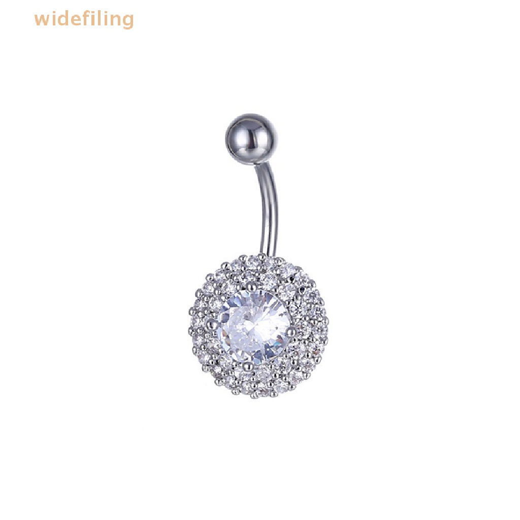 Khuyên Rốn Thép Không Gỉ Đính Đá Zircon Hình Hoa Quyến Rũ