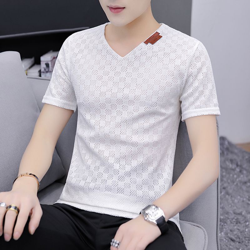 Áo Thun Tay Ngắn Cổ Chữ V Phong Cách Hàn Quốc Thời Trang Mùa Hè Cho Nam