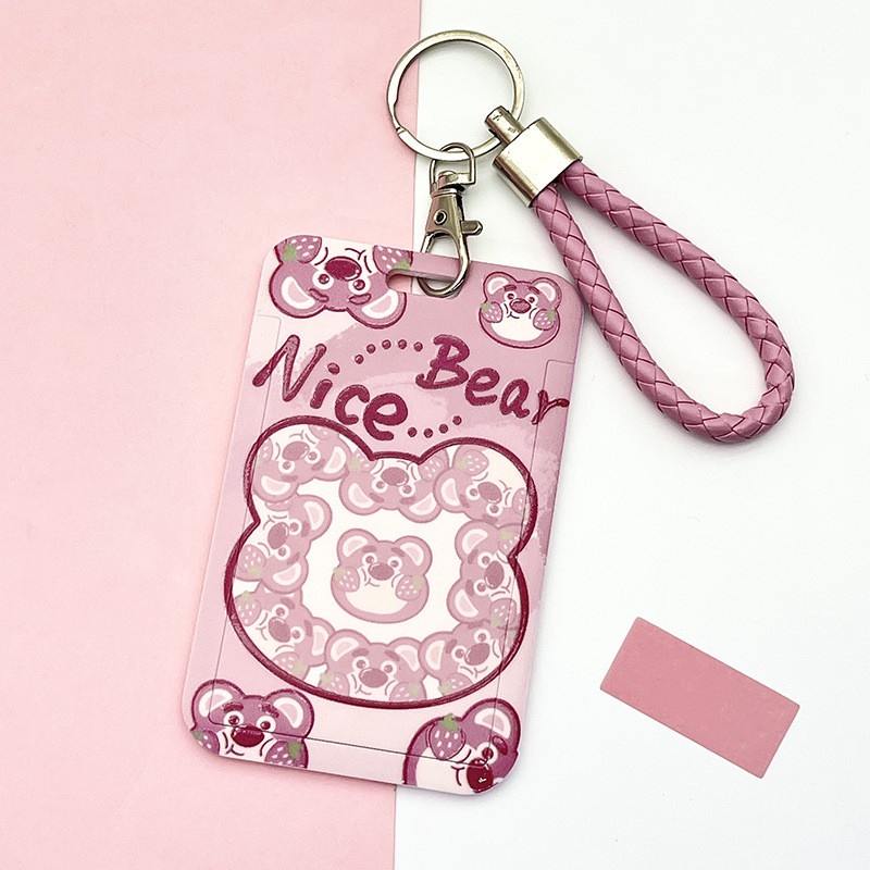 Dây Đeo Thẻ YoYo Hình Gấu Dâu Tây Hoạt Hình Đáng Yêu Giá Đỡ