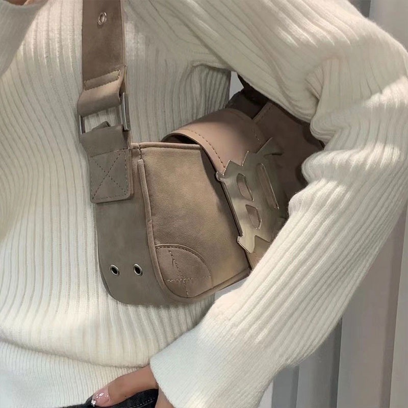 MISCHA Túi Đeo Vai MISCHA Chất Da Nhám Phong Cách retro Hợp Thời Trang