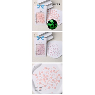 Set 100 Miếng Dán Trang Trí Móng Tay Dạ Quang Hình Hoa / Thỏ Xinh Xắn