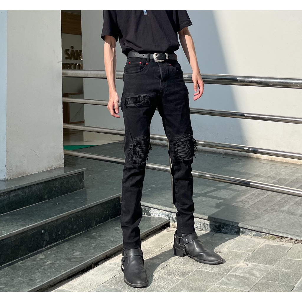 Quần jean nam biker cá tính 0113 đen