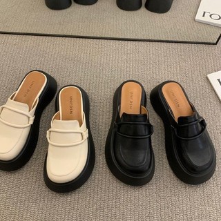 Hàn Quốc Phong Cách Mới Thời Trang Ngón Chân Tròn-Covered Thoải Mái Phù Hợp Với Tính Khí Mules Nhật Bản Retro Giày Ngón Chân To Tròn Đế Dày Giày Lười Thời Trang Retro Phong Cách Anh Mules Đế Mềm Giày Đi Biển Lười Dép Đi Biển Kỳ Nghỉ Ngoài Trời Được