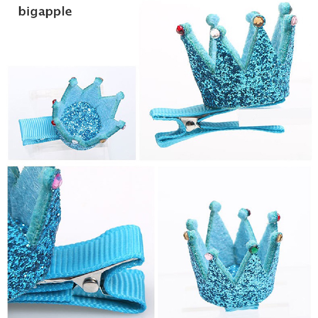 Kẹp Tóc Hình Vương Miện Mini Màu Hồng Lấp Lánh Cho Bé Gái