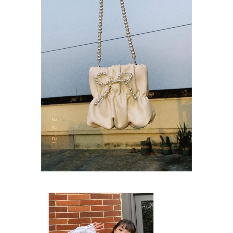 Túi Đeo Chéo Mini Đính Nơ Ngọc Trai Thời Trang Mới 2022 Cho Nữ