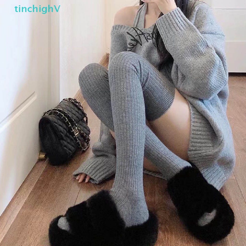 1 Đôi Tất Giữ Ấm Chân Mềm Mại Màu Trơn Thời Trang Mùa Đông Cho Nữ