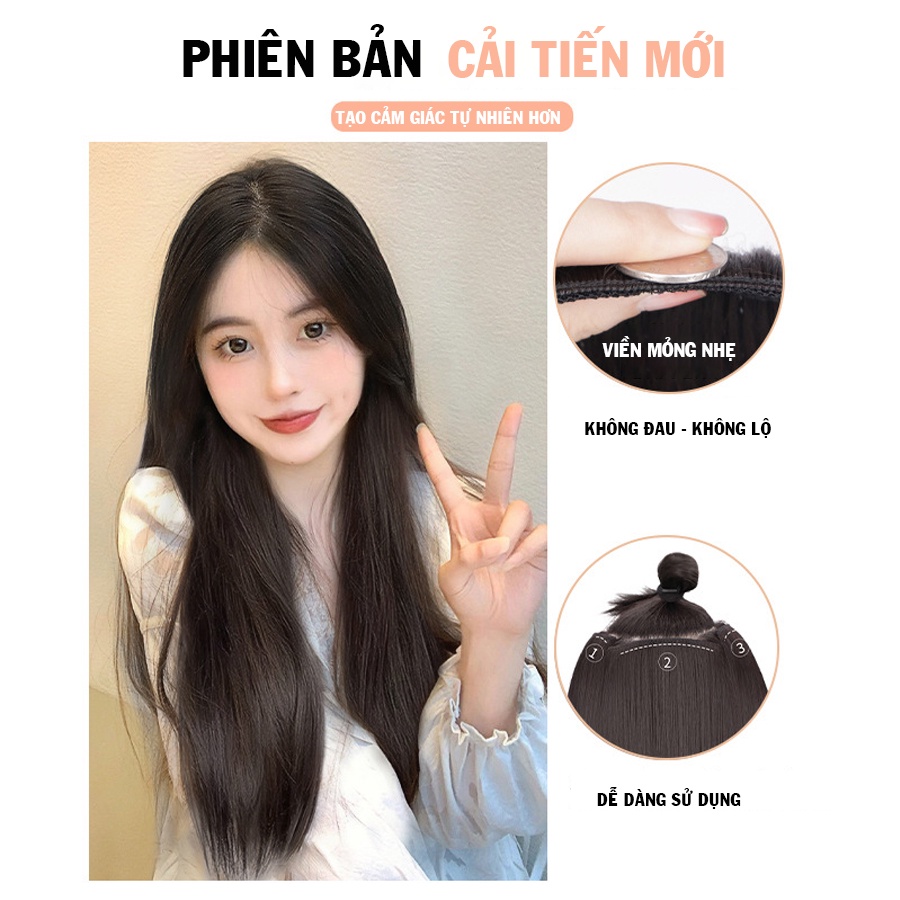 Tóc kẹp phím sét 3 kẹp, kẹp phồng chân tóc 2 bên dài 55cm