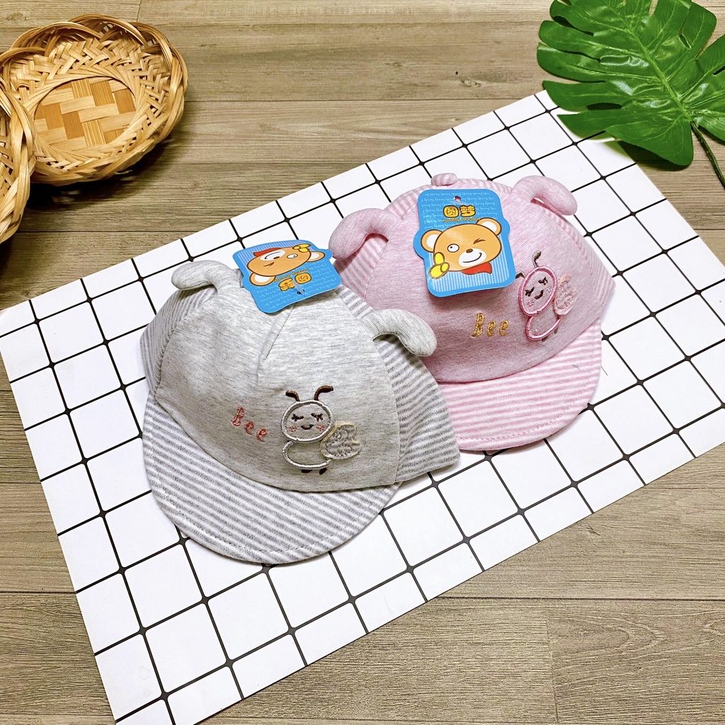 Nón vải mềm tai ong phối sọc xinh xắn cho bé - NN30