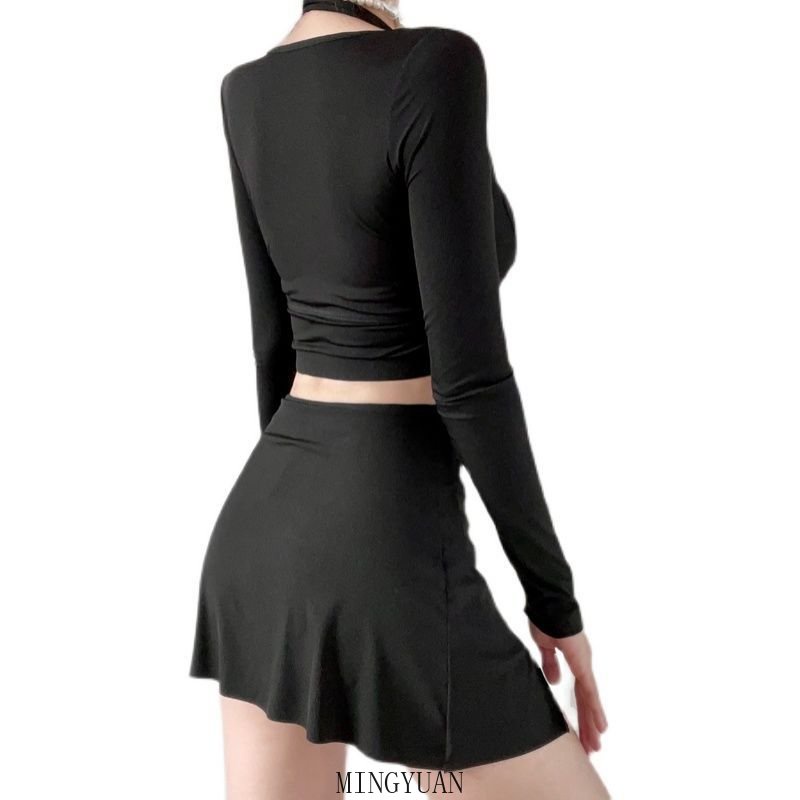 Bộ Đồ Bơi Tay Dài Kín Đáo Mới Năm 2023 Với Váy Xẻ Tà Mỏng Và Che Bụng Cho Nữ Sinh