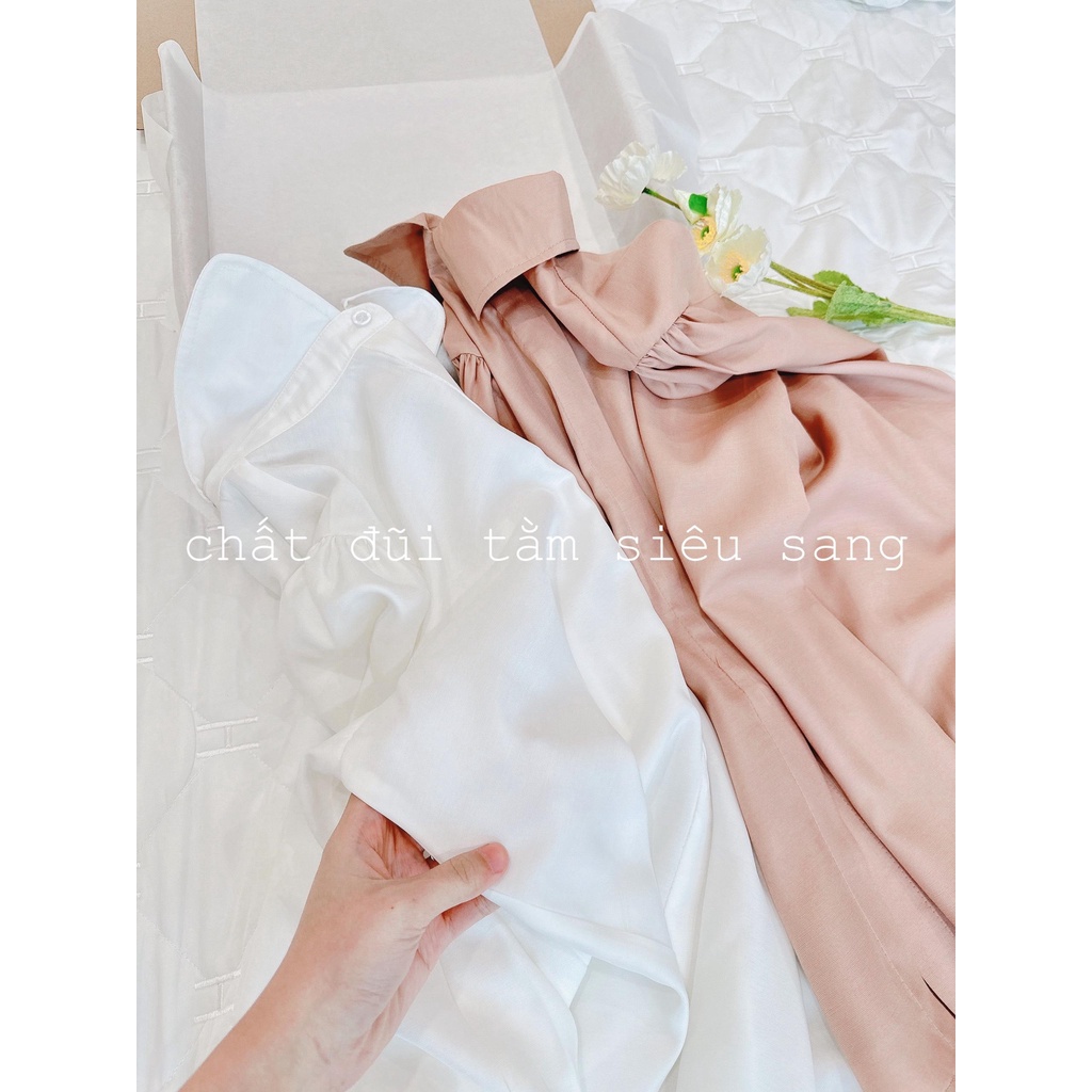 SƠ MI CỔ SEN TAY BỒNG 2 MẦU KHUY GIẤU NẸP NỮ