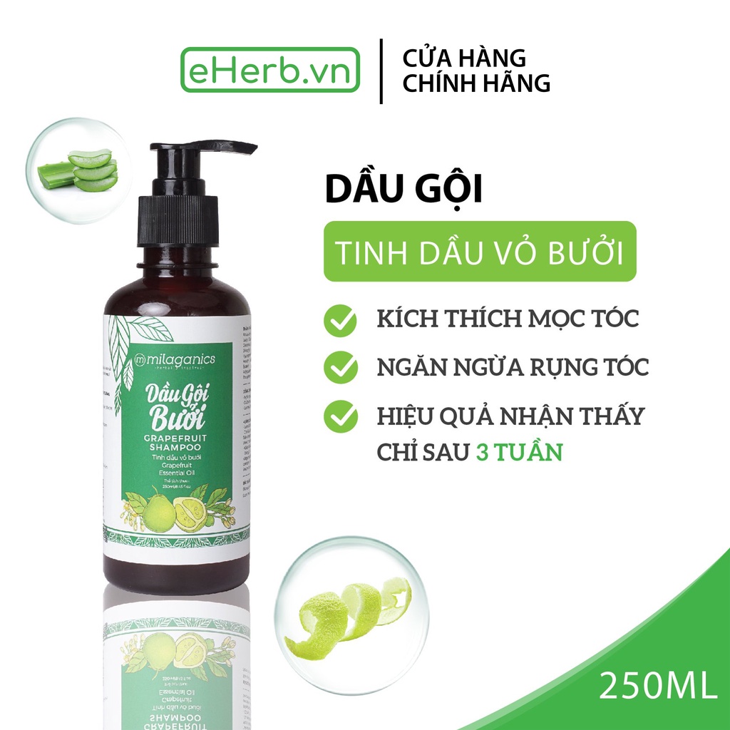 Bộ dưỡng tóc từ tinh dầu bưởi giúp mọc tóc, ngừa rụng (dầu gội &amp; xịt tóc) MILAGANICS 350ml/ bộ