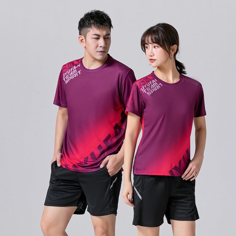 Áo Thun Thể Thao Tay Ngắn Thoáng Khí Mau Khô Cho Nam Nữ